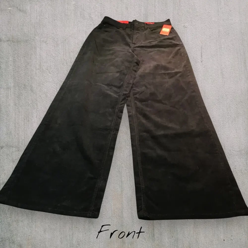 SPANX Corduroy Wide Leg Pants Black Size Medium NWT High Rise Velvety Soft